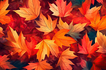 Autumn maple leaves background. Vector illustration for your graphic design. Generative AI.
