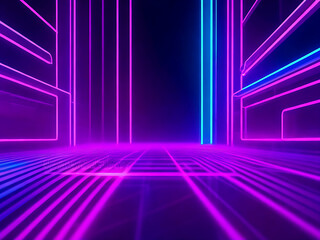 3d render. Abstract geometric neon background.
