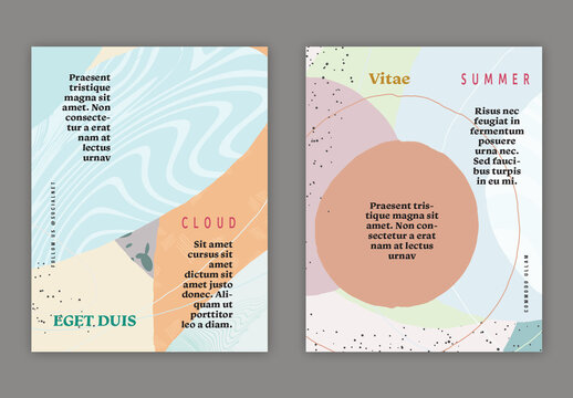 US Letter Flyer Overlapping Blobs Textured With Spots And Lines