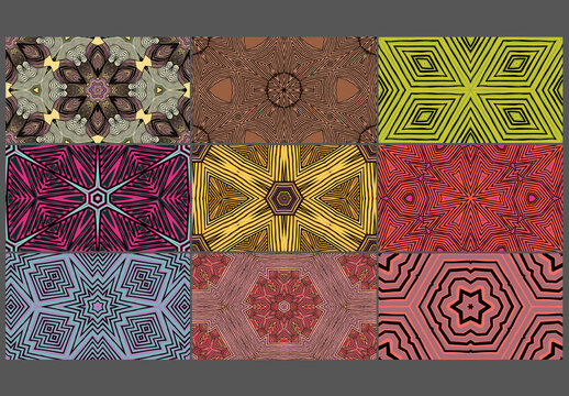 Seamless Pattern Collection with Mandala Ethic Motif