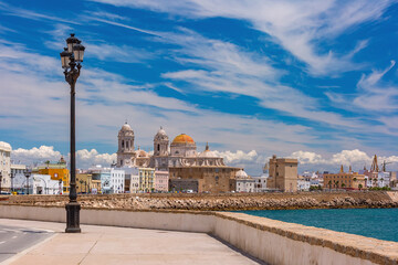 Cathedral de Santa Cruz in sunny day, Cadiz, Andalusia, Spain © Kavalenkava
