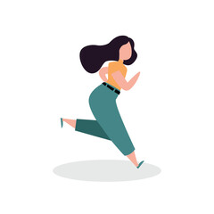 woman jogging isolate vector flat design