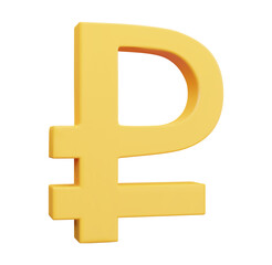 Obraz premium 3d yellow ruble sign. Russian ruble symbol. Vector illustration on isolated background.