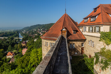 Walls of Hohentubingen castle in Tubingen, Germany