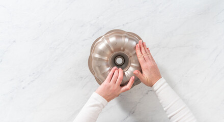 Lemon blueberry bundt cake with powdered sugar dusting