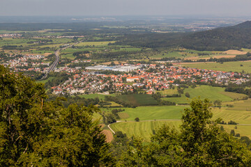Fototapeta na wymiar Aerial view of Hechingen in the state of Baden-Wuerttemberg, Germany