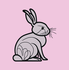 Rabbit Vector Line Art,This Is A one Of The Creative Art.