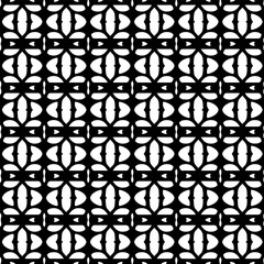  Background with abstract shapes. Black and white texture. Seamless monochrome repeating pattern  for decor, fabric, cloth. 