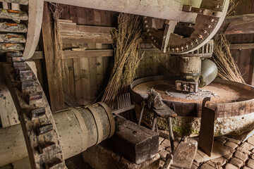 Old oil mill in Black Forest Open Air Museum in Gutach village in Baden-Wuerttemberg, Germany
