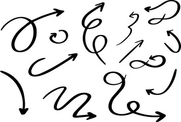 Back curved vector arrows on white background