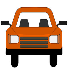 Orange color car on transparent background. PNG Illustration.