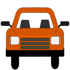 Orange color car on transparent background. PNG Illustration.