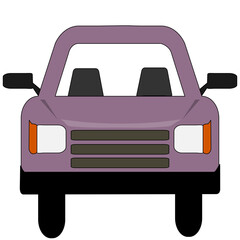 Obraz premium Purple pastel color car on transparent background. PNG Illustration.