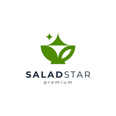 bowl with leaf and star for vegan logo design