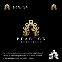 Elegant abstract peacock home shape logo