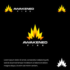 Unique fire logo in abstract modern simple style