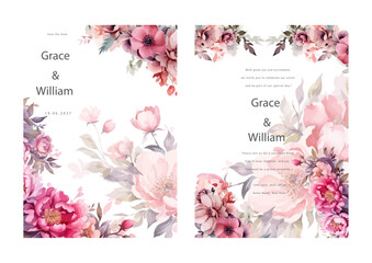 Floral decoration flyers postcards elegant style with watercolor floral decoration and abstract background