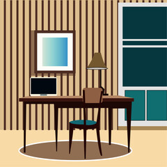 Office desk illustration vector