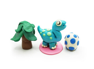 modeling clay, clay, dinosaur, animal, education, art, kid, white, colors, red, yellow, green, egg, tree, blue, purple