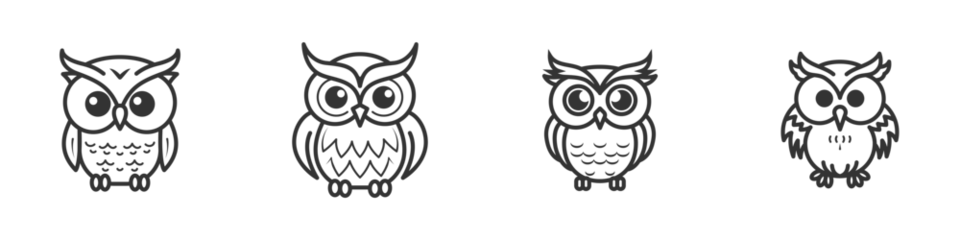 Poster Owl icon set. Vector illustration. © Burbuzin