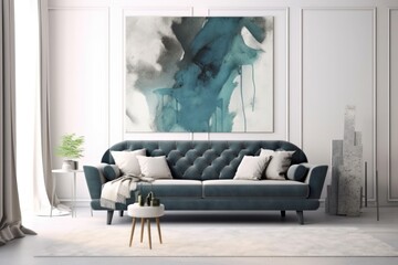 Chic Couch in a Designer Living Room. 3d render