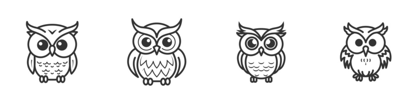 Owl icon set. Vector illustration.