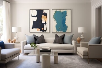 Fototapeta premium 3D Render Close-up of a Sleek Coffee Table in a Contemporary Living Room..