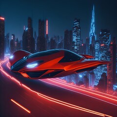 Technological Marvel: The Futuristic Red Car's Flight of Wonder Generated AI