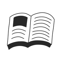 text book open handdrawn cartoon