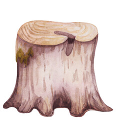 tree stump isolated on white background ai generative