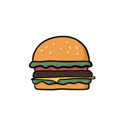 A Hamburger. Cartoon hand-drawn doodle for design