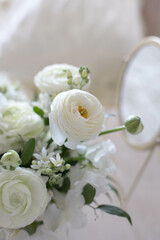Beautiful white flowers in the room