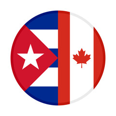 round icon of cuban and canadian flags. vector illustration isolated on white background