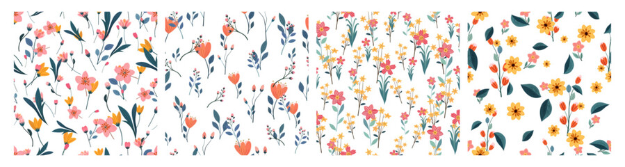 hand drawn summer floral background. botanical seamless pattern design for fashion, fabric, textile, wallpaper, cover, web, wrapping and all prints
