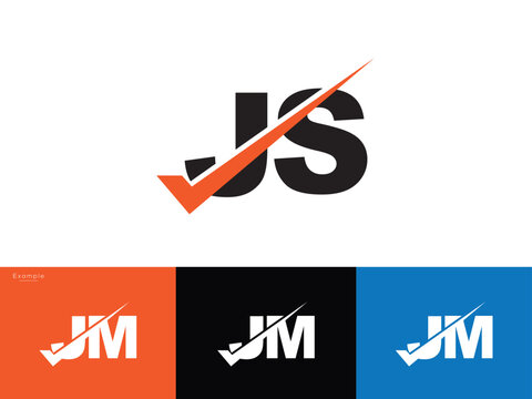 Abstract js Checkmark Logo, Minimalist js Logo Letter Design