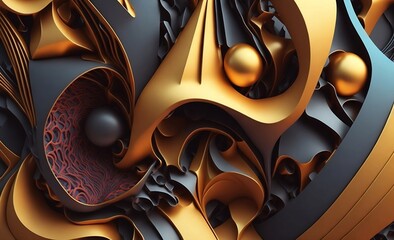 Abstract black and gold background. Generative AI