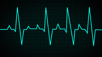 Emergency ekg monitoring, Electrocardiogram, heart rhythm set, ECG - EKG signal, Heart Beat pulse line concept design isolated on black background - obrazy, fototapety, plakaty