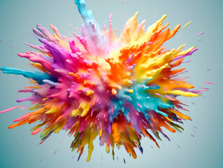 Realistic splash liquid explosion over a ligtht background. Ai Generative illustration.