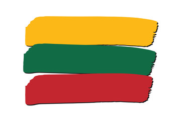 Lithuania Flag with colored hand drawn lines in Vector Format