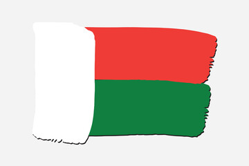 Madagascar Flag with colored hand drawn lines in Vector Format