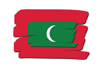 Maldives Flag with colored hand drawn lines in Vector Format