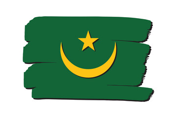 Mauritania Flag with colored hand drawn lines in Vector Format