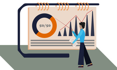 an employee with a pointer presents the company's development strategy