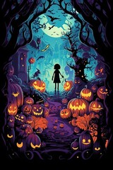 An illustration of Halloween poster , AI Generated