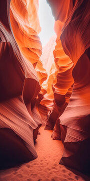 Captivating view of antelope canyon, iPhone wallpaper, mobile phone wallpaper.  Generative Ai.
