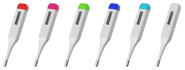 thermometer 3d render set 