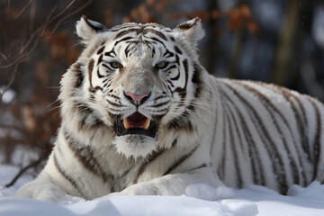 Generative AI.
a tiger was lying in the snow
