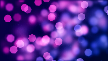 Abstract Sweet Artistic Dark Shine Purple Lilac Blurry Focus Falling Heptagonal Soft Bokeh Lights With Glitter Sparkle Background