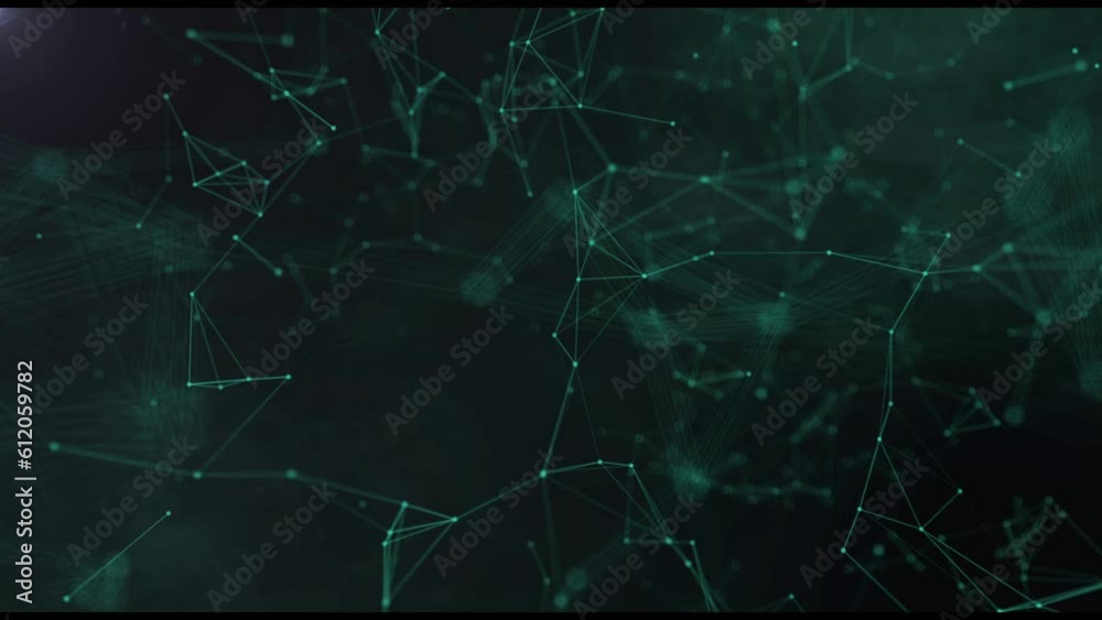 Poster abstract green technology background plexus animation, protect internet network connection with poly