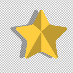 Star icon. Yellow star on a transparent background. Vector illustration.